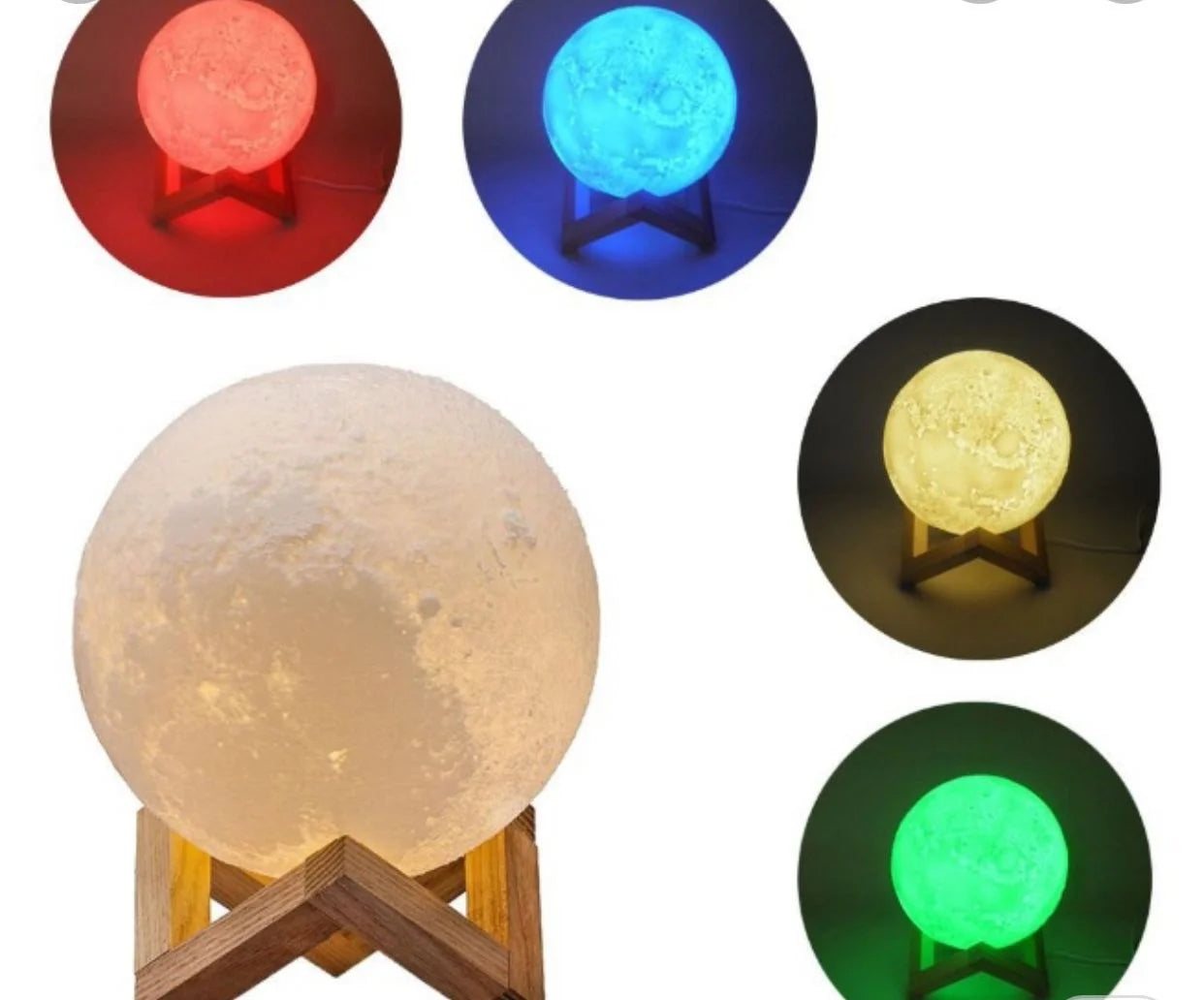 Luminária 3D Lua Cheia Abajur LED Decoração USB RGB