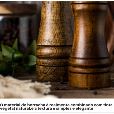 Moedor de Pimenta + Saleiro de Madeira Maciça