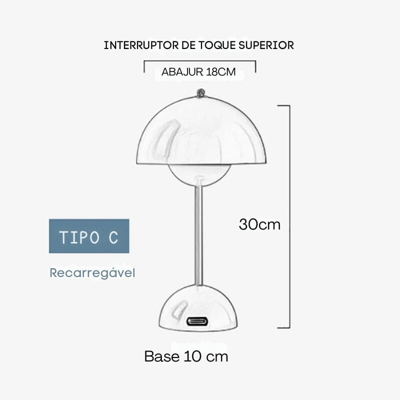 Luminária Led de Mesa Modelo Cogumelo