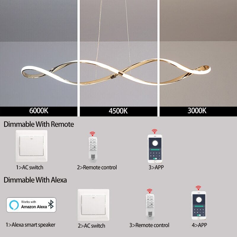 Lustre Luminária Pendente Moderno (Integração Alexa)