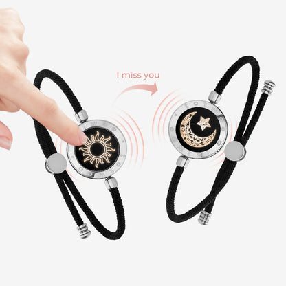 [Sun & Moon Vow Gift Packaging] Sun&Moon Touch Bracelets with Milan Rope(Black+Black)