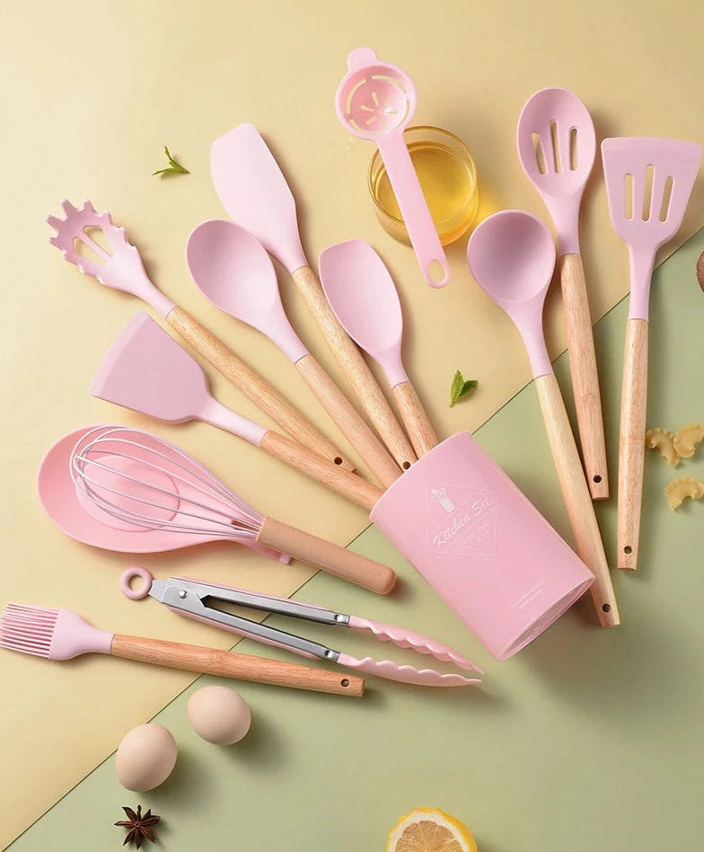Utensílios de Cozinha de Silicone - Kit com 14 Peças