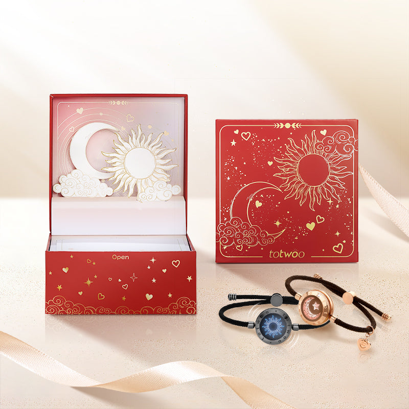 [Sun & Moon Vow Gift Packaging] Sun&Moon Touch Bracelets with Milan Rope (Black+Brown)