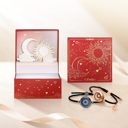 [Sun & Moon Vow Gift Packaging] Sun&Moon Touch Bracelets with Milan Rope (Black+Brown)