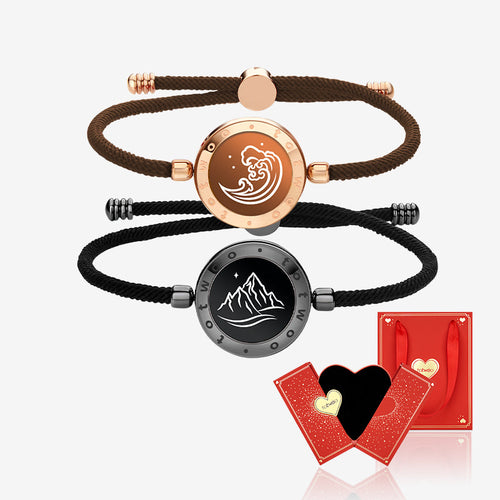 [Connected in Red Gift Packaging] Mountain&Sea Touch Bracelets with Milan Rope (Black+Rose Gold)