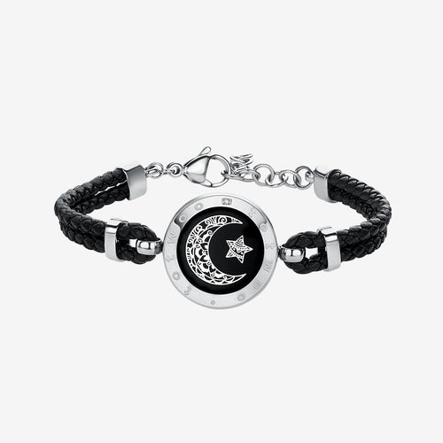 Moon Touch Bracelet with Leather Braided Cord