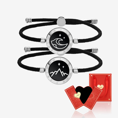 [Connected in Red Gift Packaging] Mountain & Sea Touch Bracelets with Milan Rope (Black+Black)