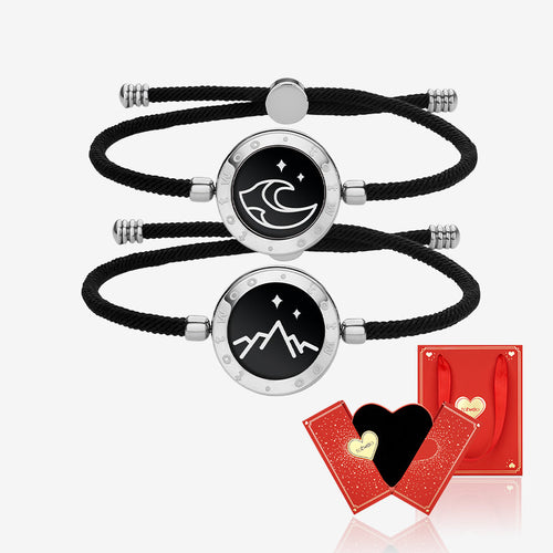 [Connected in Red Gift Packaging] Mountain & Sea Touch Bracelets with Milan Rope (Black+Black)