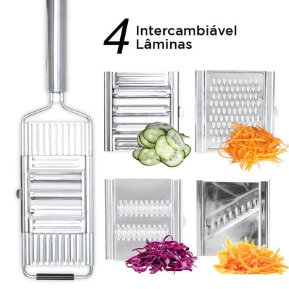 RalaPlus™ - Ralador Multiuso em Aço Inox + 4 Laminas + Brinde Exclusivo