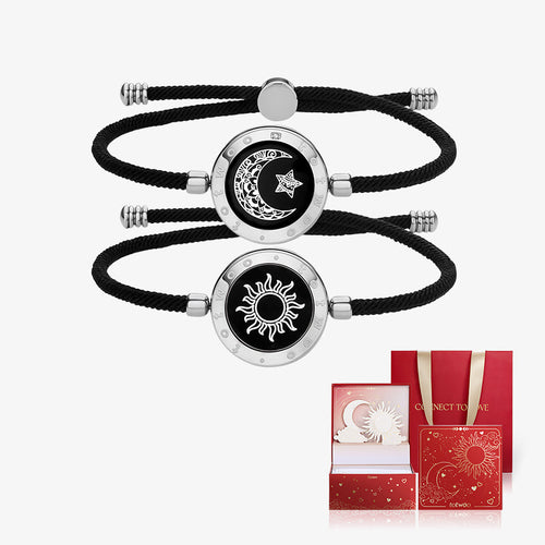 [Sun & Moon Vow Gift Packaging] Sun&Moon Touch Bracelets with Milan Rope(Black+Black)