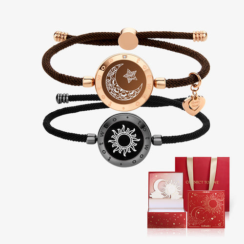 [Sun & Moon Vow Gift Packaging] Sun&Moon Touch Bracelets with Milan Rope (Black+Brown)