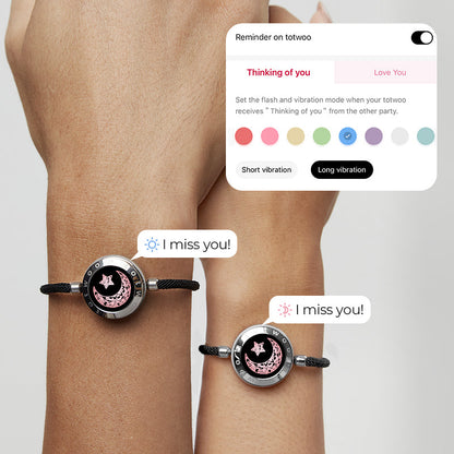 [Sun & Moon Vow Gift Packaging] Sun&Moon Touch Bracelets with Milan Rope(Black+Black)