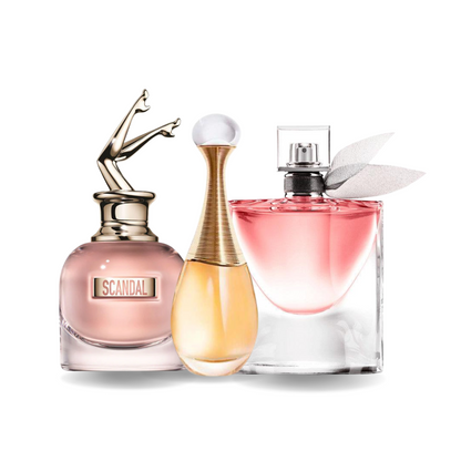 Parfümset 3 - Jean Paul Gaultier SCANDAL, Dior J'ADORE und Lancôme LA VIE EST BELLE (Eau de Parfum)