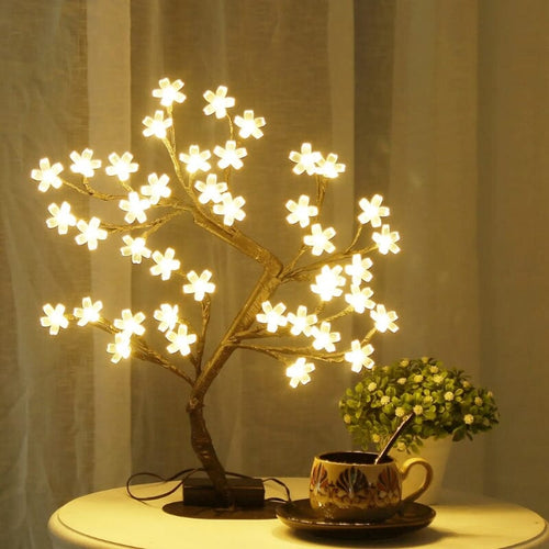 Luminária de Mesa LED com USB Árvore Bonsai