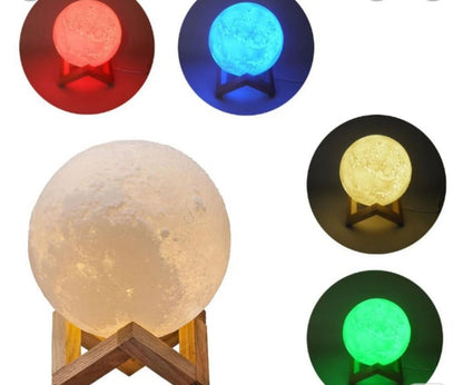 Luminária 3D Lua Cheia Abajur LED Decoração USB RGB