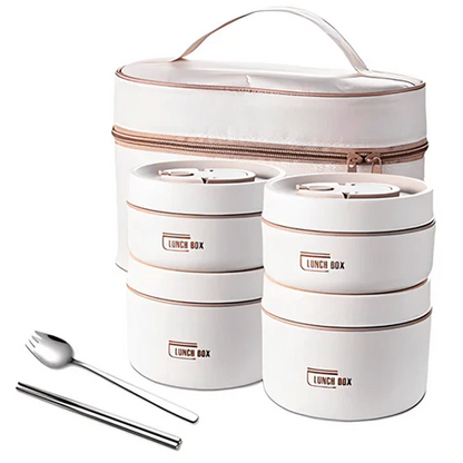 Kit Potes Térmicos LunchBox + Lancheira e Talheres Casa & Conforto