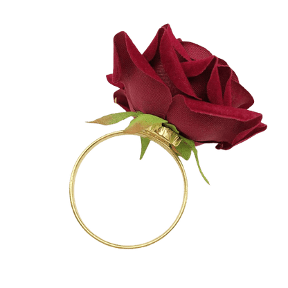 Jogo de Anéis para Guardanapo Rosa Vermelha – 6 Peças