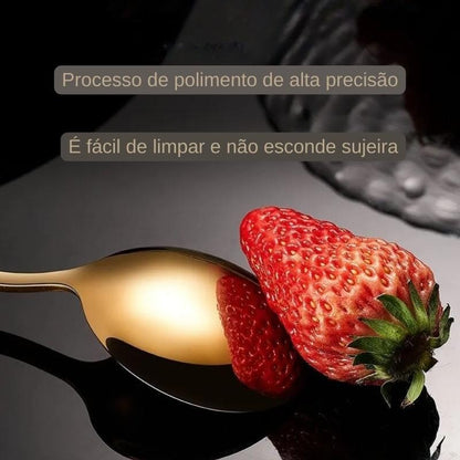 Talheres Dourados de Aço Inoxidável Jogo 24 PCS