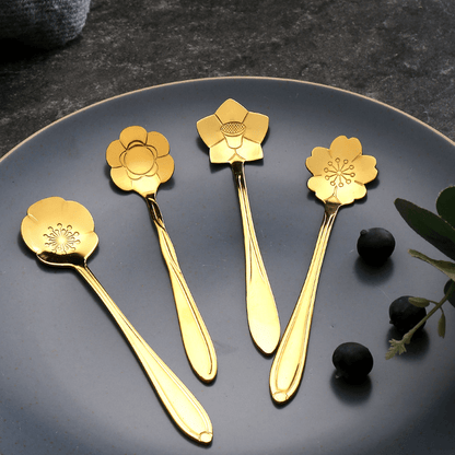 Jogo de Colher em Forma de Flores - Kit com 8 peças