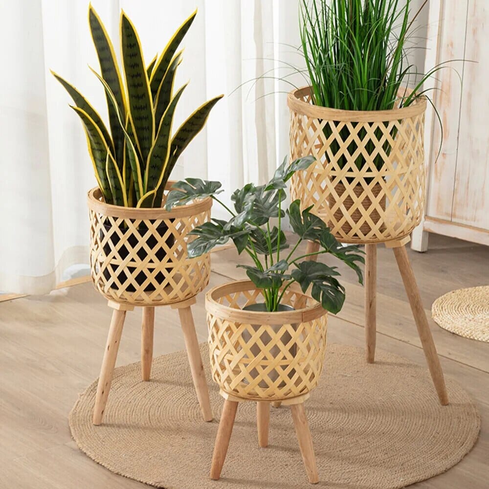 Vaso de Bambu para Plantas