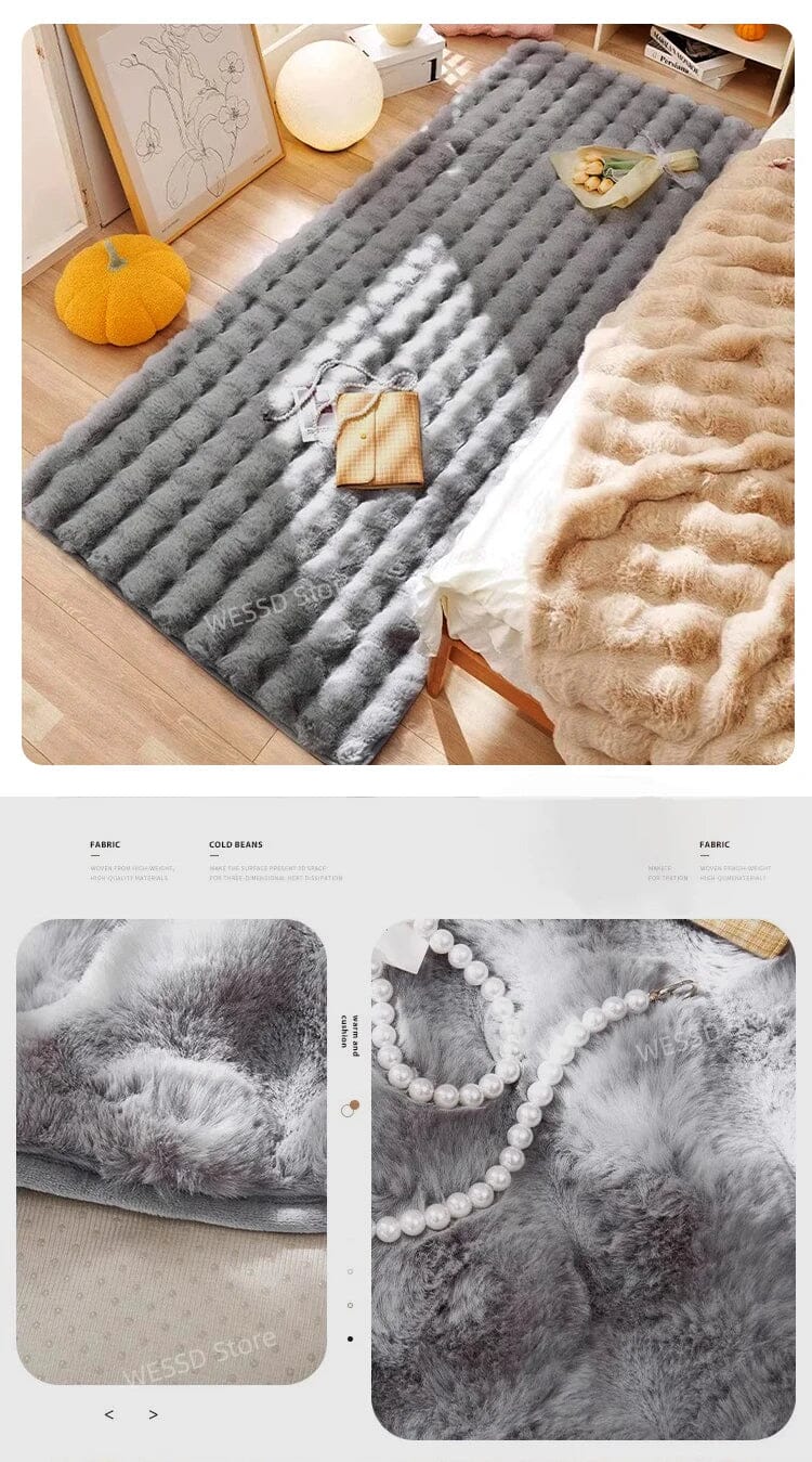 Tapete Macio Antiderrapante Pele De Coelho Falso