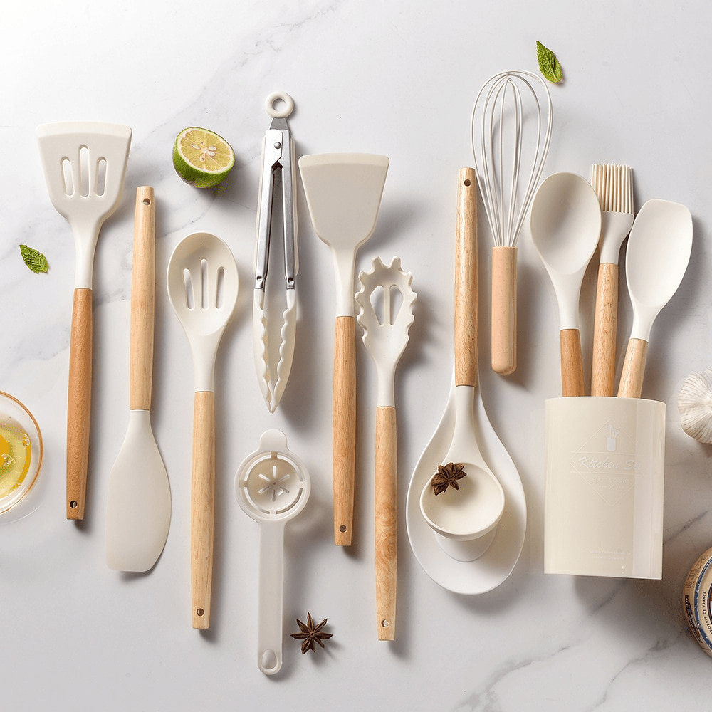 Utensílios de Cozinha de Silicone - Kit com 14 Peças