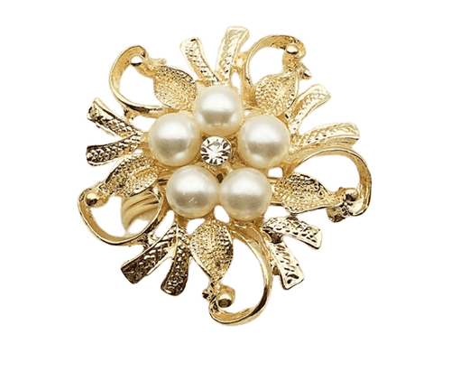 Jogo de Anéis para Guardanapo Arranjo com Pérolas e Strass - 6 Peças