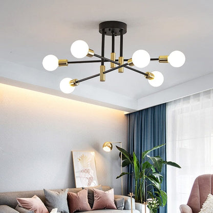 Lustre Luminária Moderna Atômico Globos de Vidro