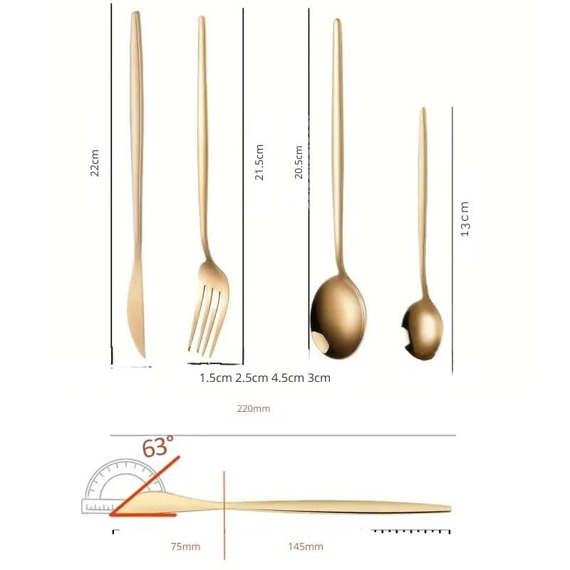 Talheres Dourados de Aço Inoxidável Jogo 24 PCS
